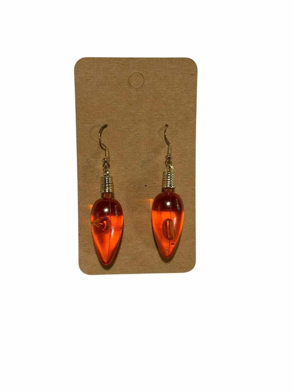 Orange Christmas Bulb Lights Novelty Earrings Handmade